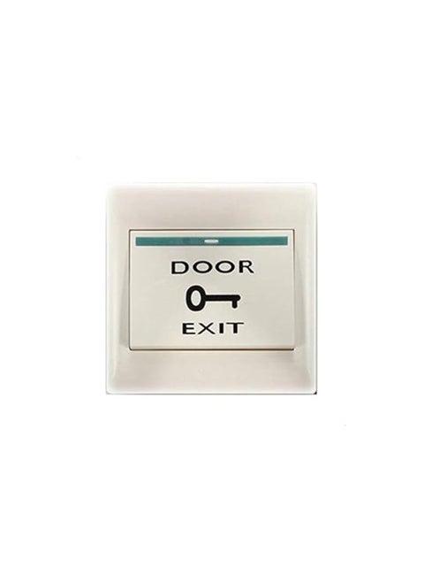 Access Control Door Exit Switch – White Button with Silver Alloy Panel – Electric Door Opener Controller – Push to Exit Switch for Access Systems