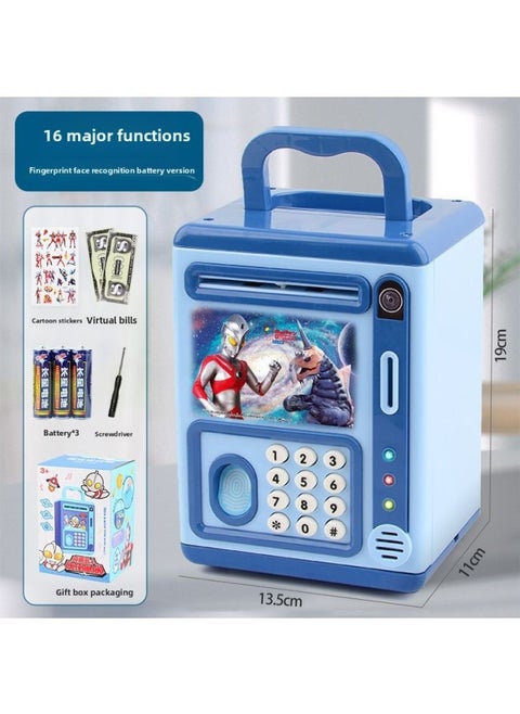 Creative Ultraman Piggy Bank Large Capacity Children Can't Break, Only Can't Get In Boy Piggy Bank Can't Break, Anti-fall-Color:Ace Monster-fingerprint + Face + Children's Song Story/music-Size:Charging Version