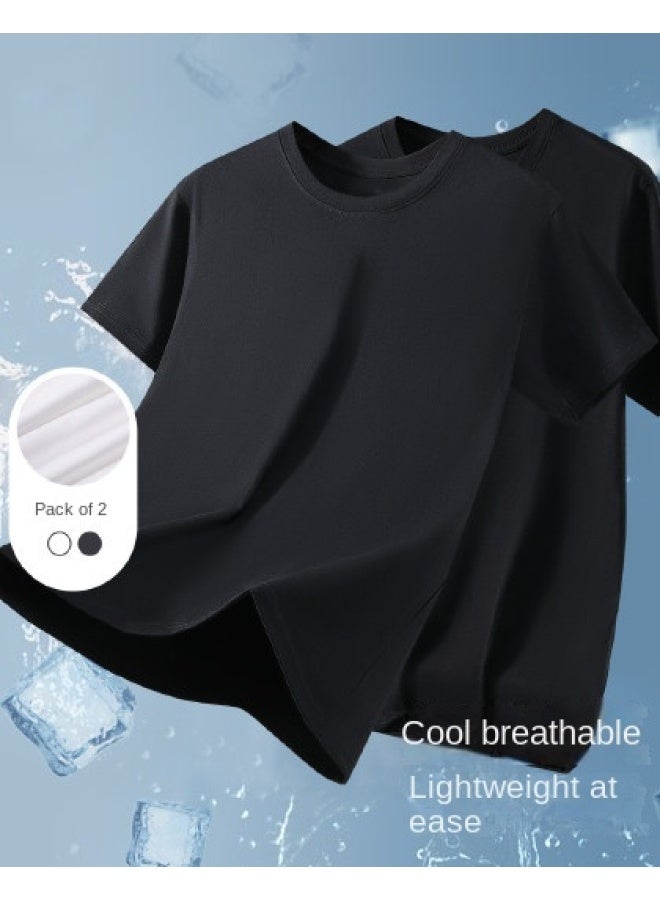 Fenton Pack Cotton T-shirts】women's Round Neck Short Sleeve Basic Tee - Solid Color Versatile Casual Top For Spring - Image 1