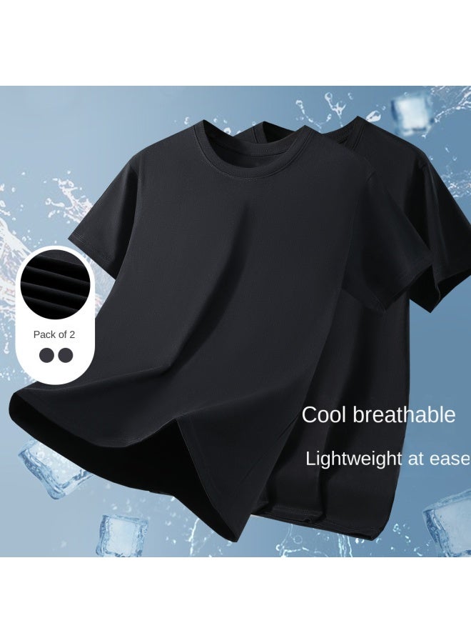 Fenton Pack Cotton T-shirts】women's Round Neck Short Sleeve Basic Tee - Solid Color Versatile Casual Top For Spring - Image 2