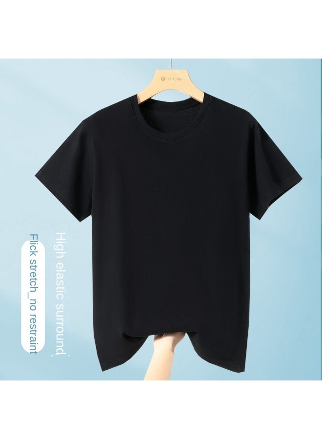Fenton Pack Cotton T-shirts】women's Round Neck Short Sleeve Basic Tee - Solid Color Versatile Casual Top For Spring - Image 4