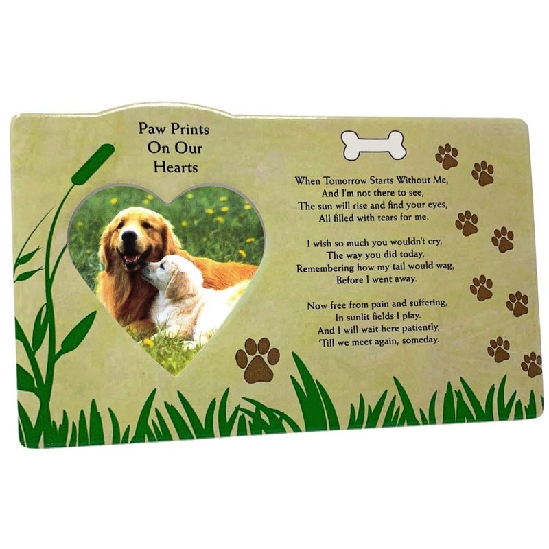 بانبيري ديزاينز Banberry Designs Dog Memorial Photo Frame مع Easel Back - عندما يبدأ الغد بدوني - فتح صورة على شكل قلب - في ذكرى محبة للكلاب - Image 1