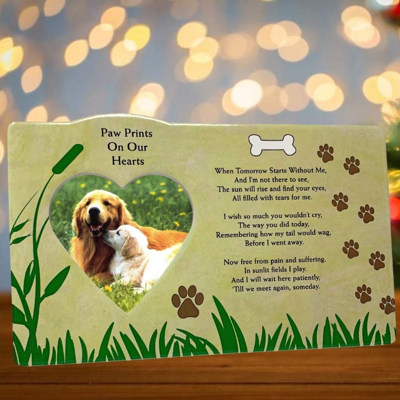 بانبيري ديزاينز Banberry Designs Dog Memorial Photo Frame مع Easel Back - عندما يبدأ الغد بدوني - فتح صورة على شكل قلب - في ذكرى محبة للكلاب - Image 2