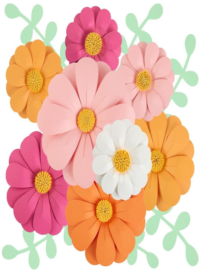 Homarkable Paper Flowers Decorations for Wall, 3D Handmade Artificial Flowers for Wall Decorations, Pink Orange White, for Baby Girl Nursery Room Bulletin Board Decoration - Image 1