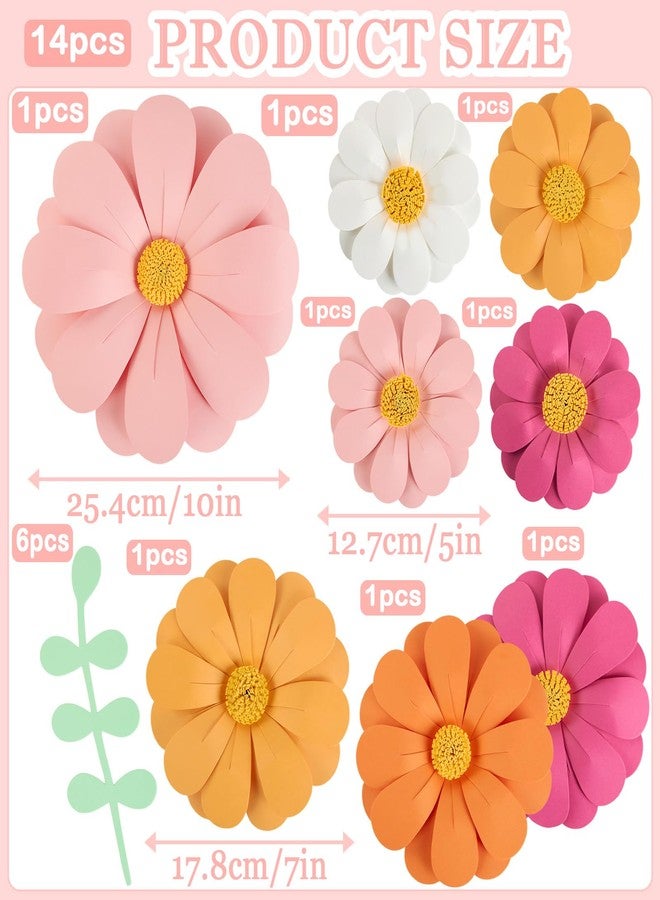 Homarkable Paper Flowers Decorations for Wall, 3D Handmade Artificial Flowers for Wall Decorations, Pink Orange White, for Baby Girl Nursery Room Bulletin Board Decoration - Image 2