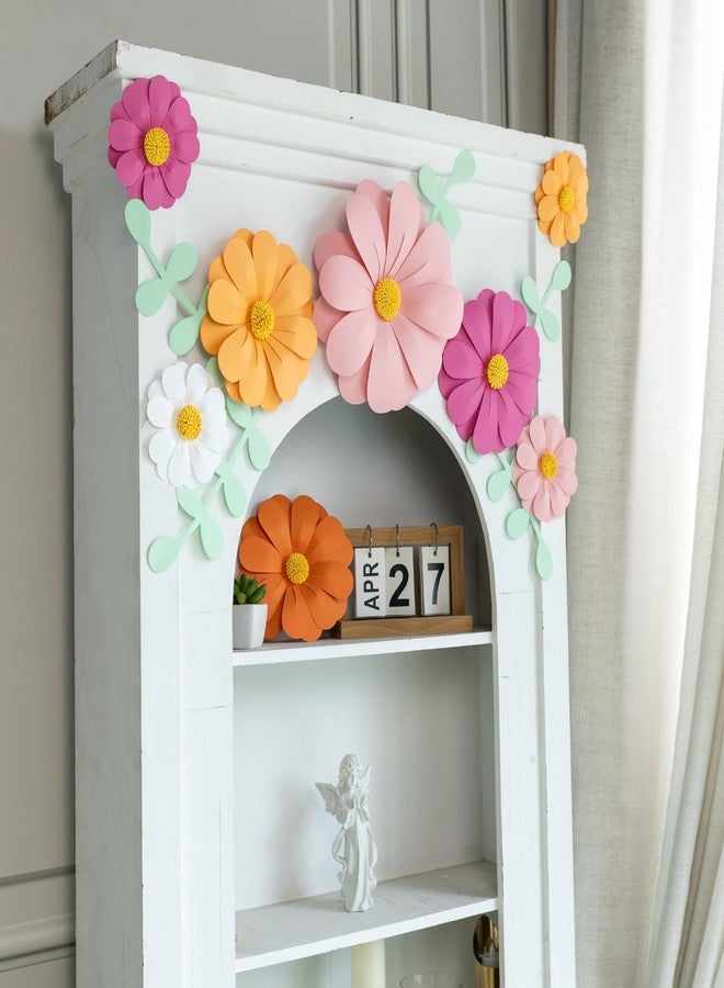 Homarkable Paper Flowers Decorations for Wall, 3D Handmade Artificial Flowers for Wall Decorations, Pink Orange White, for Baby Girl Nursery Room Bulletin Board Decoration - Image 4