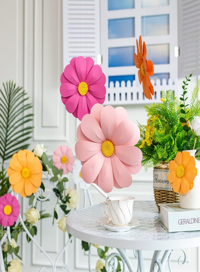 Homarkable Paper Flowers Decorations for Wall, 3D Handmade Artificial Flowers for Wall Decorations, Pink Orange White, for Baby Girl Nursery Room Bulletin Board Decoration - Image 5