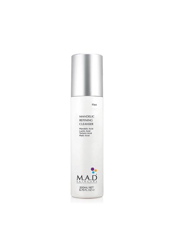 م.اد. سكن كير - MAD Mandelic Refining Cleanser كوكتيل حمض ألفا هيدروكسي اللطيف للتنظيف العميق والترطيب وتحسين لون البشرة وتفتيح البشرة والعناية بحب الشباب، مثالي للعناية بالبشرة في المنزل والظهر - Image 1