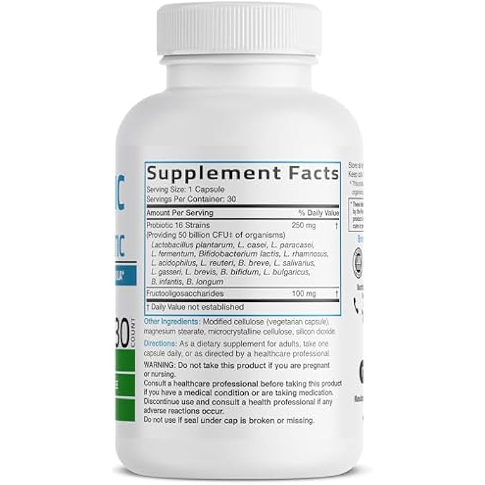 Bronson Once Daily Probiotic 50 Billion CFU Plus Prebiotic Daily Maintenance Formula One Capsule Per Day Non-GMO, 30 Vegetarian Capsules - Image 2