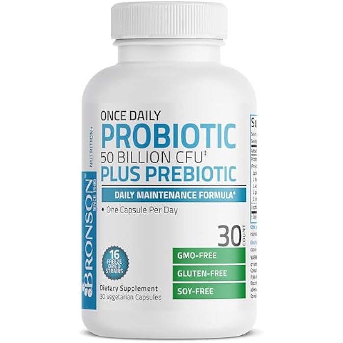 Bronson Once Daily Probiotic 50 Billion CFU Plus Prebiotic Daily Maintenance Formula One Capsule Per Day Non-GMO, 30 Vegetarian Capsules - Image 5