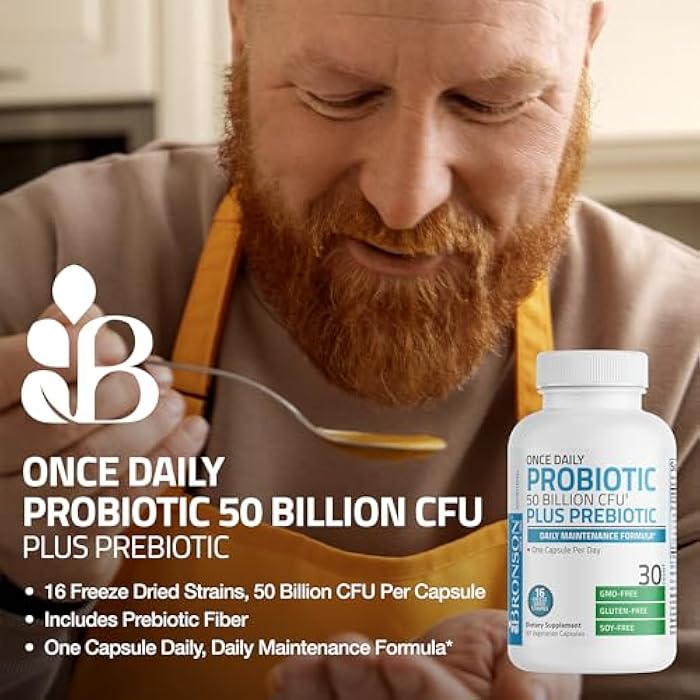 Bronson Once Daily Probiotic 50 Billion CFU Plus Prebiotic Daily Maintenance Formula One Capsule Per Day Non-GMO, 30 Vegetarian Capsules - Image 3