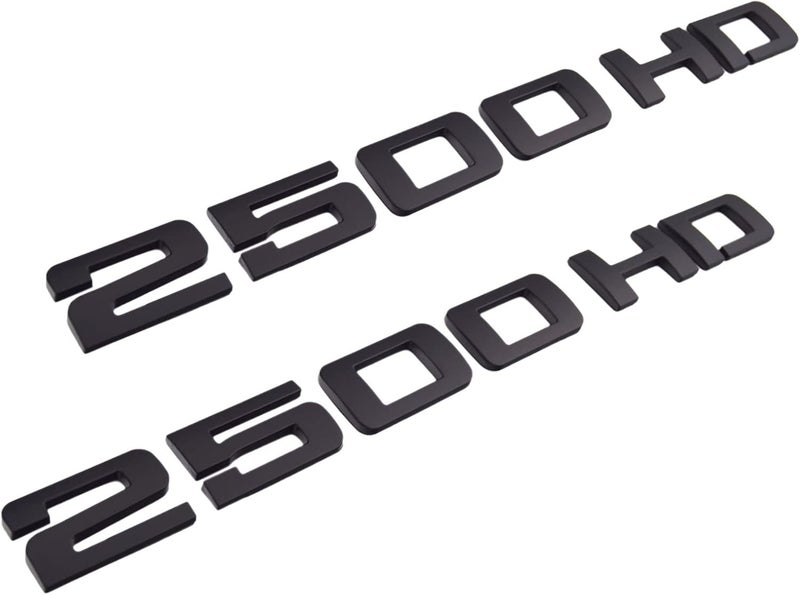 PartsTo 2x 2500HD Nameplate Emblem Badge for Silverado Sierra - Matte Black - Image 1