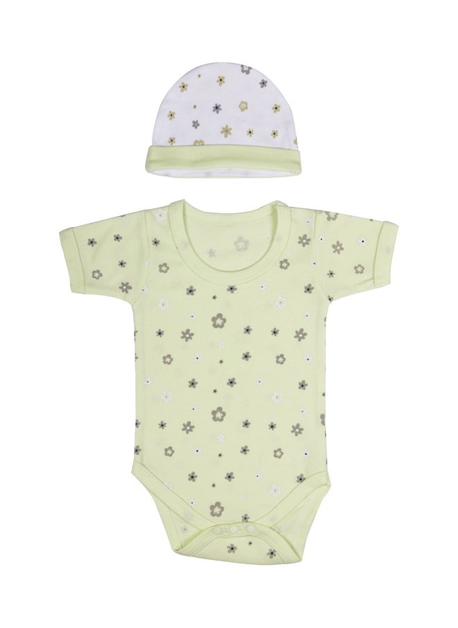 Babies Basic 5 Piece Unisex 100% Cotton Gift Set Include Bib, Romper, Mittens, Cap And Sleepsuit/Jumpsuit  - Image 3
