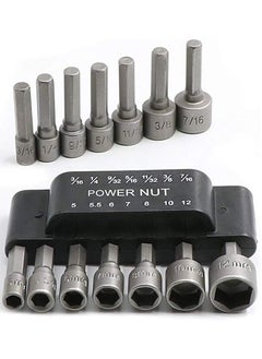Generic Power Nut Driver Drill Bit Set, 14pcs 1/4” Hex Socket Adapter Bolt Drivers Repairing Tool, Cr-V Steel, For Quicker Change Chuck, Electric Screwdriver, Hand Drill, Pneumatic Drill, Lithium Drill  - Image 1