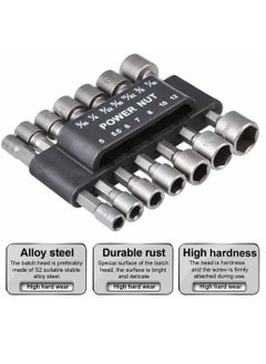 Generic Power Nut Driver Drill Bit Set, 14pcs 1/4” Hex Socket Adapter Bolt Drivers Repairing Tool, Cr-V Steel, For Quicker Change Chuck, Electric Screwdriver, Hand Drill, Pneumatic Drill, Lithium Drill  - Image 2