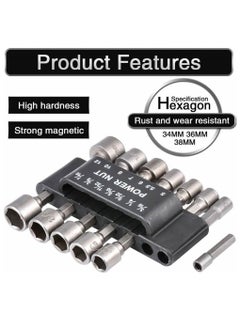 Generic Power Nut Driver Drill Bit Set, 14pcs 1/4” Hex Socket Adapter Bolt Drivers Repairing Tool, Cr-V Steel, For Quicker Change Chuck, Electric Screwdriver, Hand Drill, Pneumatic Drill, Lithium Drill  - Image 3