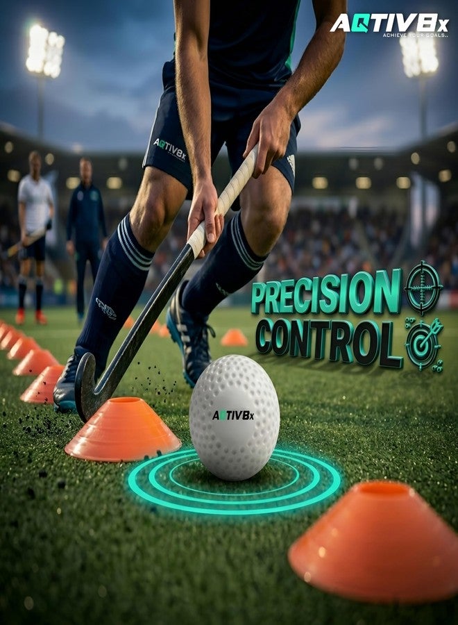 AQTIV8x Hockey Balls, PVC Practice Turf Cricket Practice White Balls, Cricket Training Ball (Pack of 2) - Image 3