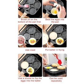GABANIZ GABANIZ Aluminium 4 Hole NonStick Medical Stone Coating Heat Evenly DieCasting Harmless Easy to Clean Pancake Griddle Egg Frying Pan for Induction Stove Gas Stove  - Image 5