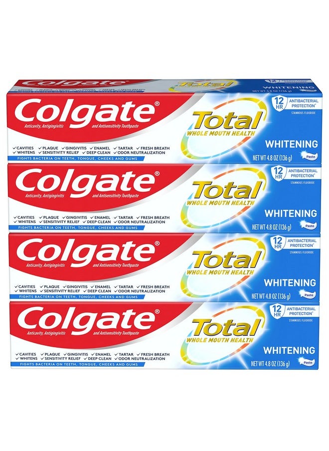 Colgate - Total Teeth Whitening Toothpaste, 10 Benefits Including Sensitivity Relief ,Whitening Mint, 4.8 Oz ( Pack Of 4 ) - Image 1