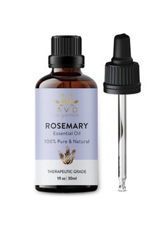 AVD Organics Rosemary Oil for Hair Growth 100% Pure And Natural Therapeutic Grade Hair Oil For Scalp Nourishment & Hairfall Control, Essential Oil For Diffuser 1 fl. Oz  - Image 1