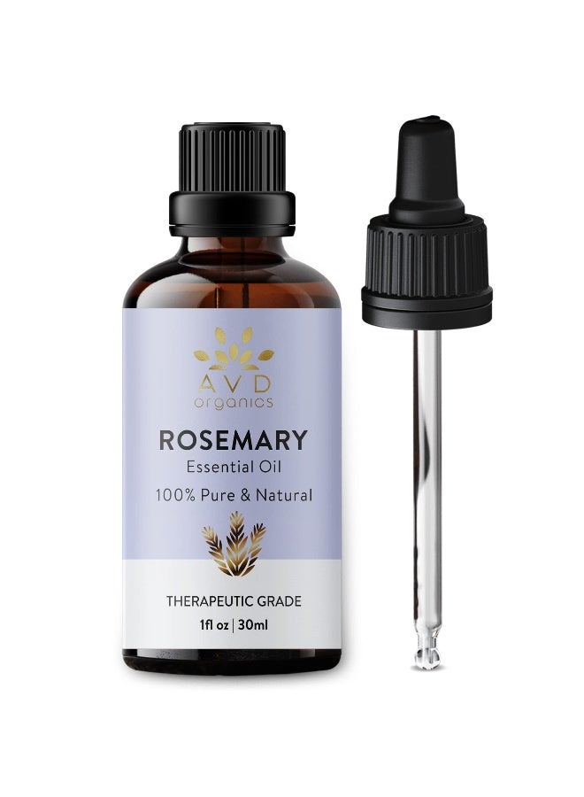 AVD Organics Rosemary Oil for Hair Growth 100% Pure And Natural Therapeutic Grade Hair Oil For Scalp Nourishment & Hairfall Control, Essential Oil For Diffuser 1 fl. Oz - Image 1