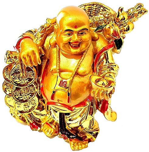 GJ Exclusive Feng Shui Standing Laughing Buddha Medium Statue (5 inches), Happy Man for Good Luck, Wealth, Prosperity at Home, Office, Resin - Image 1