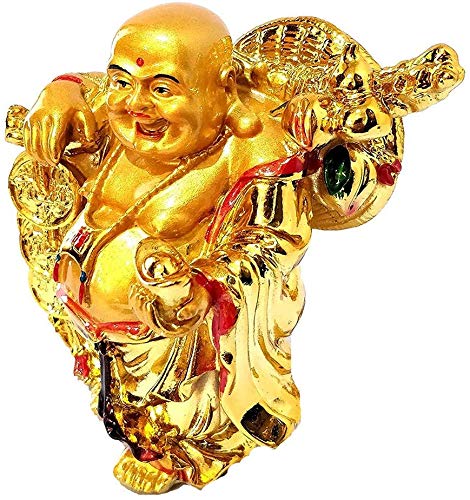 GJ Exclusive Feng Shui Standing Laughing Buddha Medium Statue (5 inches), Happy Man for Good Luck, Wealth, Prosperity at Home, Office, Resin - Image 2