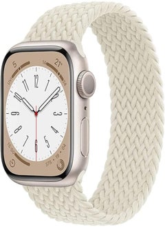 49/45/42/44mm Solo Loop Fabric Braided Rubber Band for Apple Watch Series 8/1/2/3/4/5/6/7 (Large, Starlight)