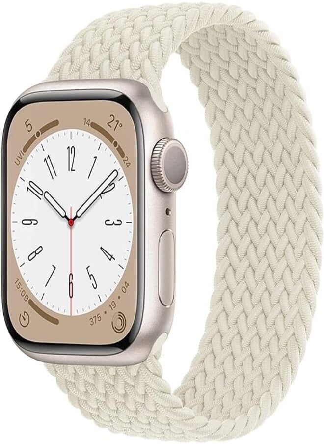 Generic - 49/45/42/44mm Solo Loop Fabric Braided Rubber Band for Apple Watch Series 8/1/2/3/4/5/6/7 (Large, Starlight) - Image 1