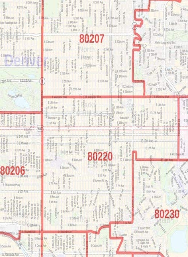MapSherpa Denver, Colorado Zip Codes - 48" x 36" Paper Wall Map - Image 2