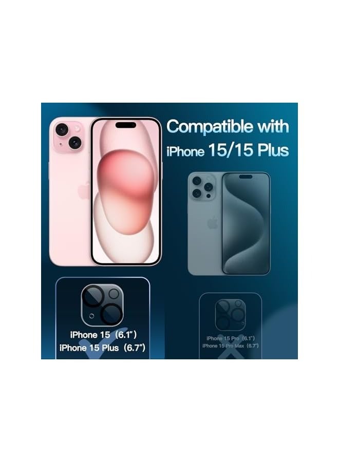 بروماس واقي عدسة الكاميرا لهاتف iPhone 15 6.1 بوصة وiPhone 15 Plus 6.7 بوصة، زجاج مقسى 9H، مضاد للخدش، صديق للحافظة، لا يؤثر على اللقطات الليلية، شفاف عالي الدقة، 3 عبوات - Image 2