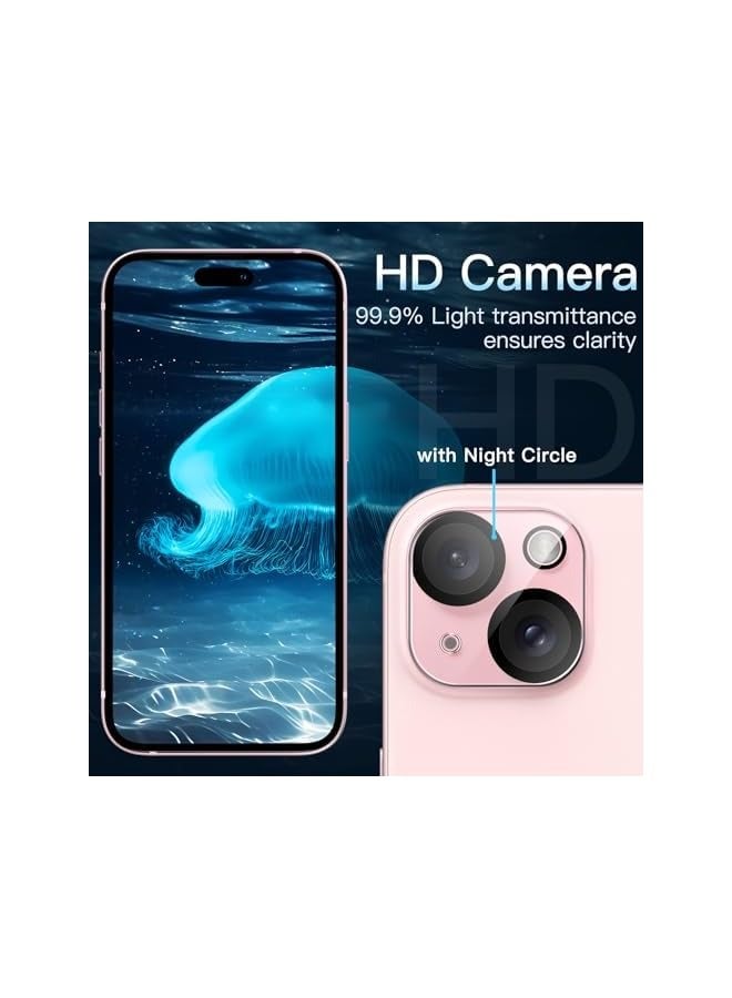 بروماس واقي عدسة الكاميرا لهاتف iPhone 15 6.1 بوصة وiPhone 15 Plus 6.7 بوصة، زجاج مقسى 9H، مضاد للخدش، صديق للحافظة، لا يؤثر على اللقطات الليلية، شفاف عالي الدقة، 3 عبوات - Image 5