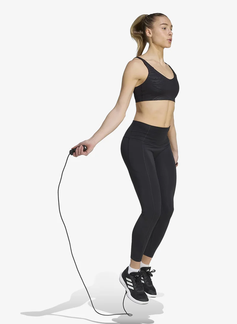Adidas BLACK All Me Essential Graphic Light Support Bra for Women | Best Price UAE