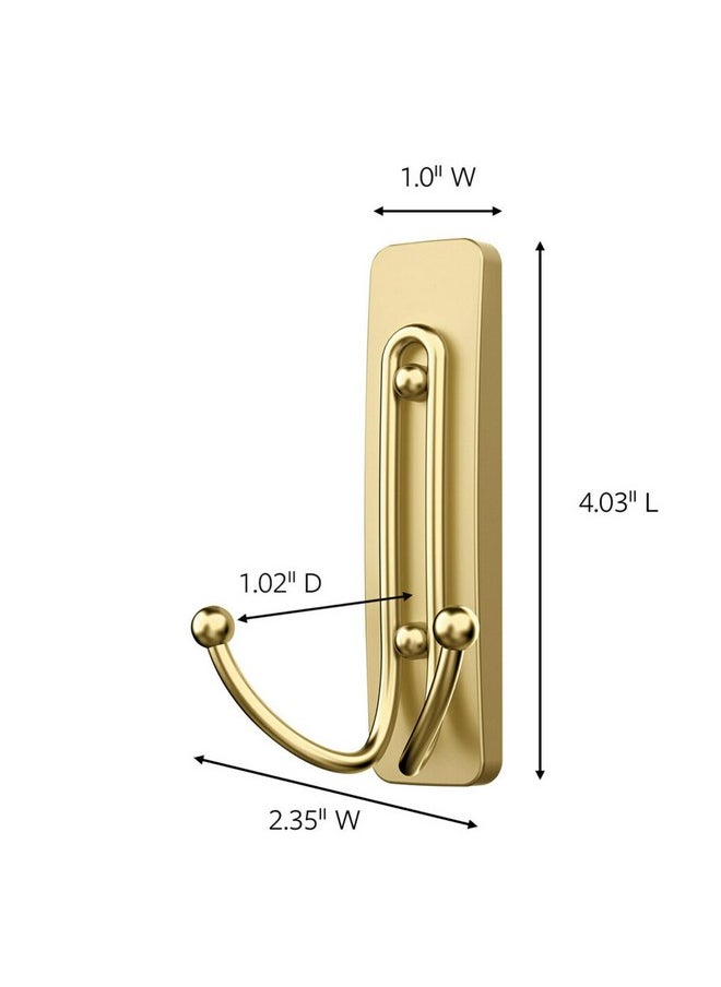 Command Command Large Satin Brass Double Hooks, 2 Hooks and 2 Command Strips, Damage Free Hanging Wall Hooks with Adhesive Strips, No Tools Coat Hooks for Hanging Home Decor, Holds up to 4 lb  - Image 4