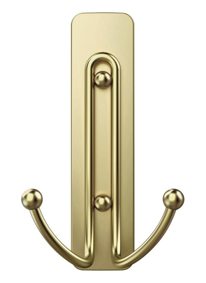Command Command Large Satin Brass Double Hooks, 2 Hooks and 2 Command Strips, Damage Free Hanging Wall Hooks with Adhesive Strips, No Tools Coat Hooks for Hanging Home Decor, Holds up to 4 lb  - Image 3