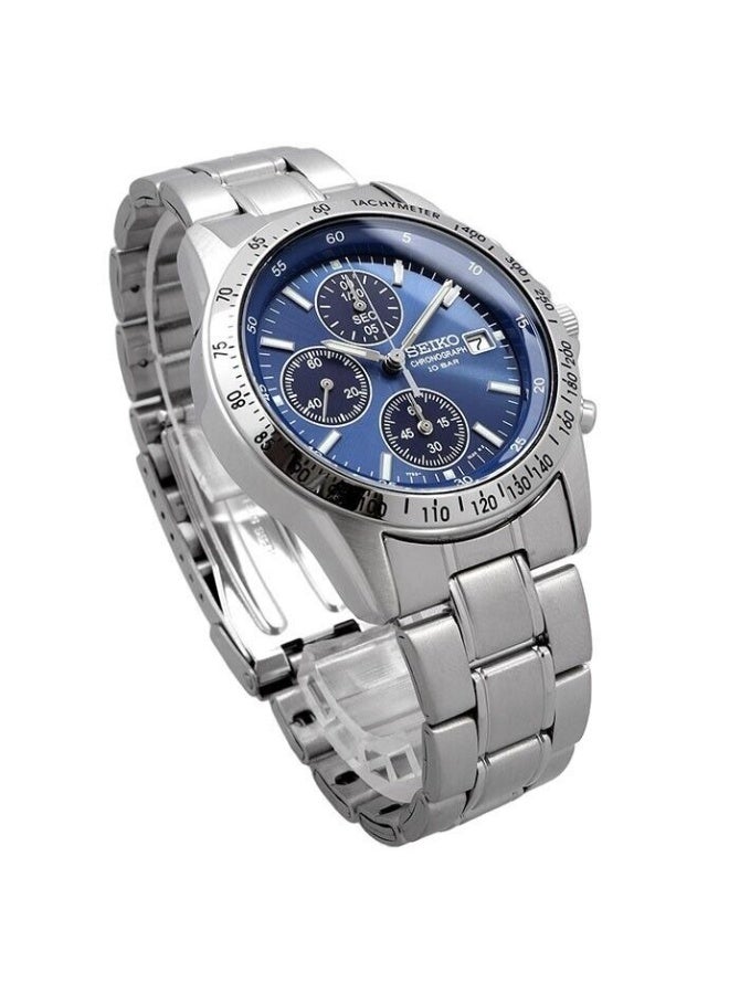 Seiko Limited Edition Spirit Chronograph Watch SBTQ071, 38.5 mm Blue Dial, Stainless Steel Bracelet,  100 m WR - Image 4