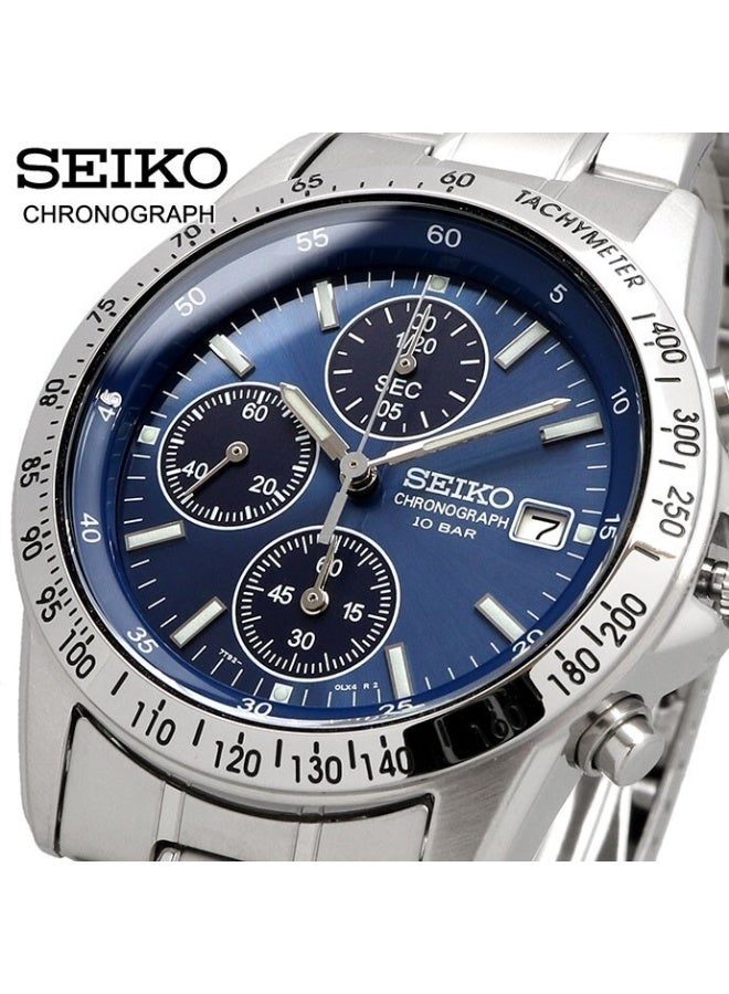 Seiko Limited Edition Spirit Chronograph Watch SBTQ071, 38.5 mm Blue Dial, Stainless Steel Bracelet,  100 m WR - Image 2