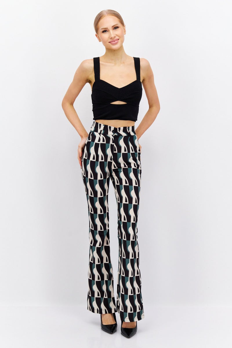 boohoo Women Petite Allover Print Trouser Pants, Multicolor - Image 3
