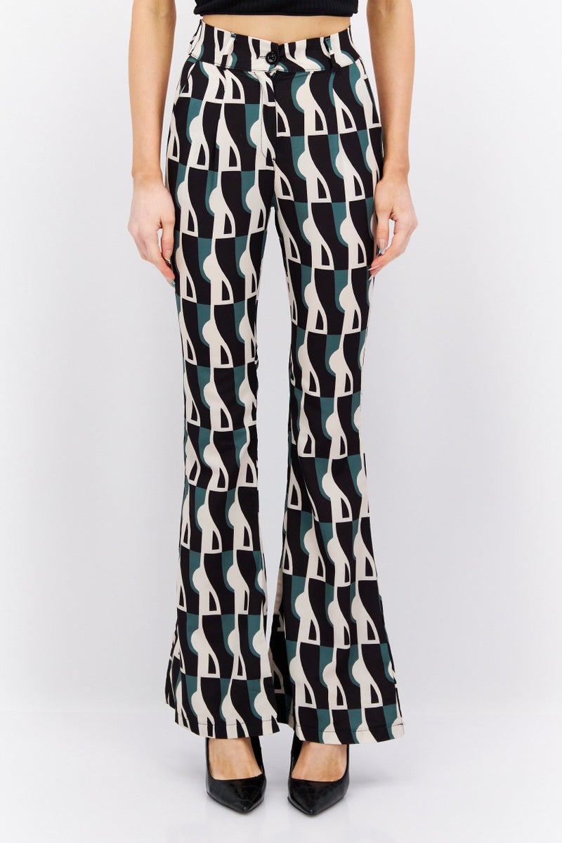 boohoo Women Petite Allover Print Trouser Pants, Multicolor - Image 1