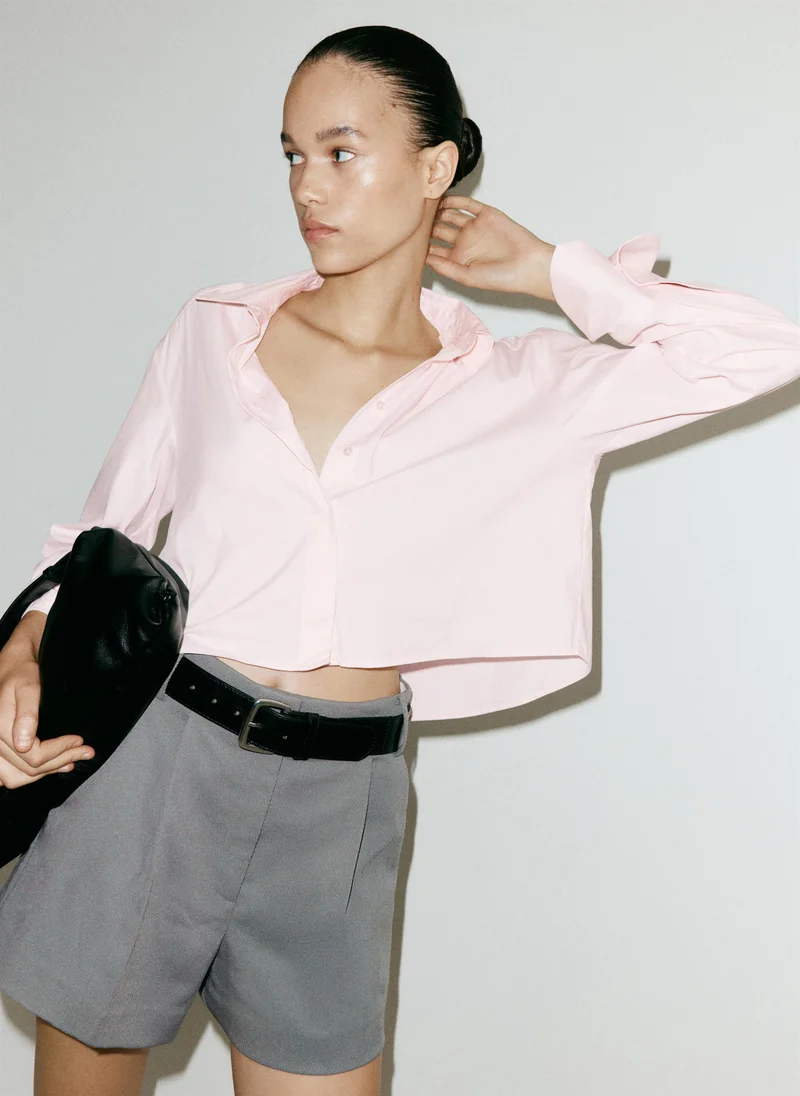 مانجو Cotton Shirt With Hidden Buttons