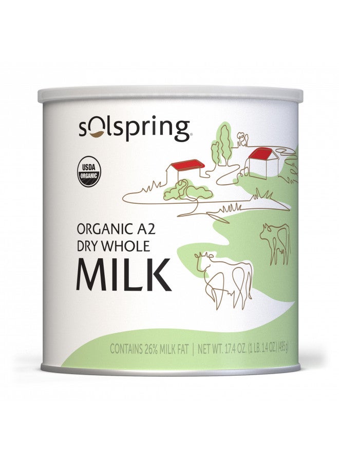 Dr. Mercola Dr. Mercola Solspring Organic A2 Dry Whole Milk, 15 Servings, 17.4 oz (1 lb. 1.4 oz.), Contains 26% Milk Fat, Gluten Free, Soy Free, USDA Organic - Image 1