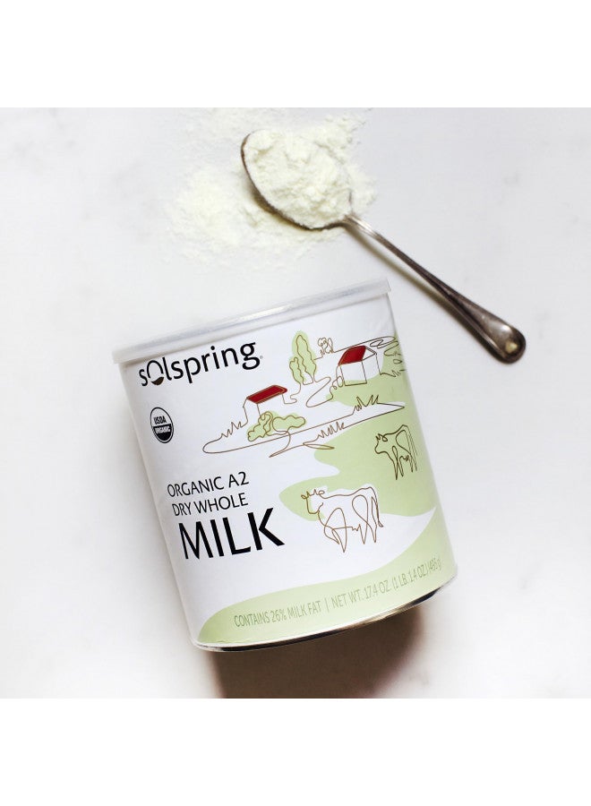 Dr. Mercola Dr. Mercola Solspring Organic A2 Dry Whole Milk, 15 Servings, 17.4 oz (1 lb. 1.4 oz.), Contains 26% Milk Fat, Gluten Free, Soy Free, USDA Organic - Image 4