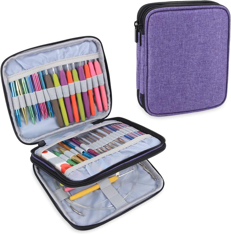Teamoy Organizer Case for Interchangeable Circular Knitting Needles, Crochet Hooks and Knitting Accessories, Keep All in Place and Easy to Carry, Purple (No Accessories Included) - Image 1