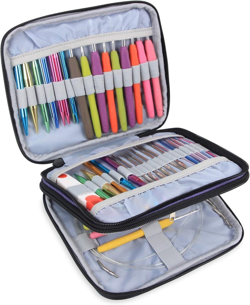 Teamoy Organizer Case for Interchangeable Circular Knitting Needles, Crochet Hooks and Knitting Accessories, Keep All in Place and Easy to Carry, Purple (No Accessories Included) - Image 4