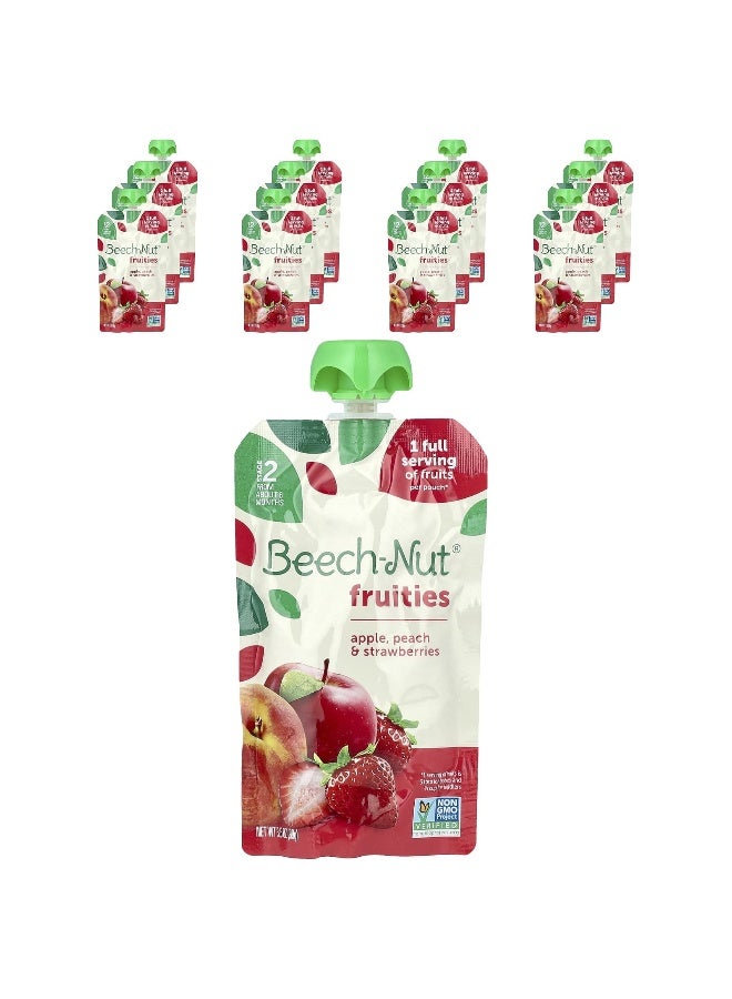 Beech-Nut, Fruities, 6+ Months, Apple, Peach & Strawberries, 12 Pouches, 3.5 oz (99 g) Each - Image 1