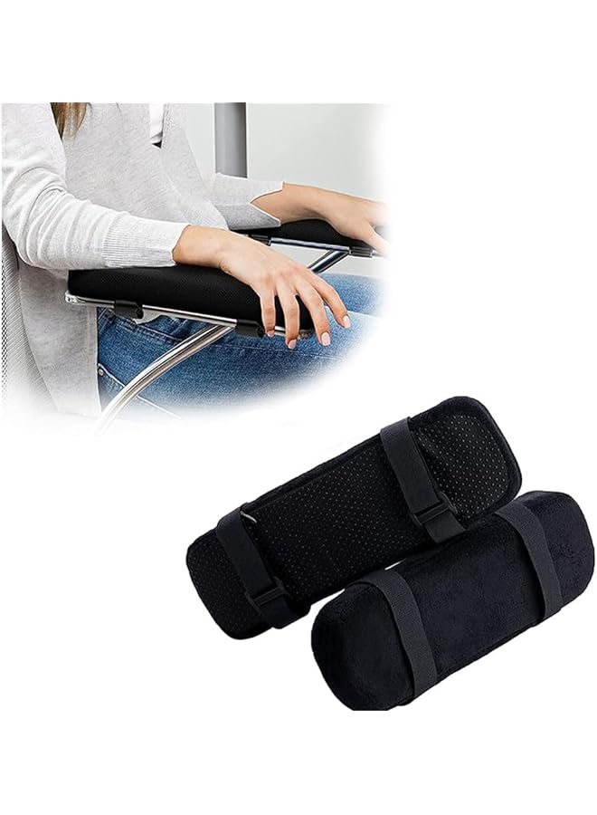erorex 2 Pcs Chair Armrest Pads Home Office Memory Foam Chair Arm Rest Covers Gaming Chair Arm Pads Comfy Computer Gaming Chair Cushion Removable Washable Elbow Support Forearm Arm Rest Pillow Black  - Image 1