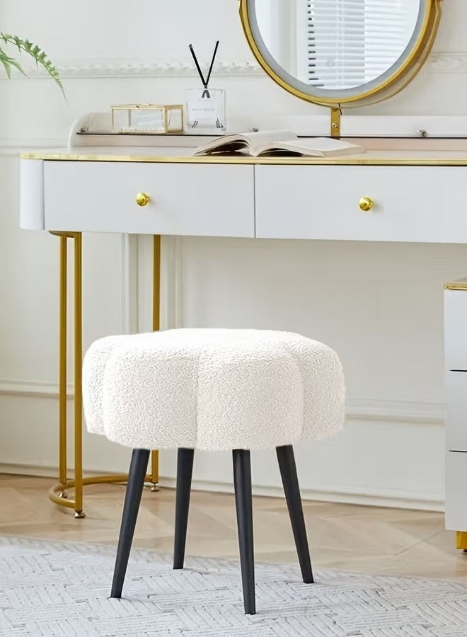 WALALLA Luxury Vanity Chair - Cloud Design Accent Chair with Black Metal Legs | Multi-Functional for Dressing Table, Bedroom & Shoe Changing Station (White) - Image 2