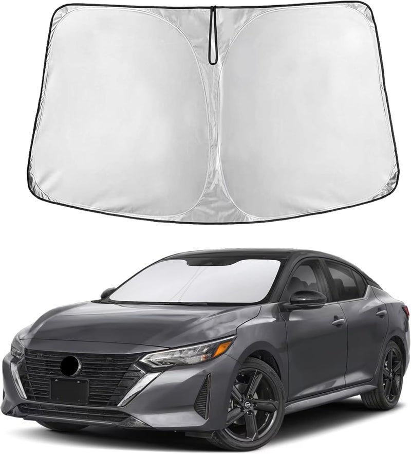 EcoNour Windshield Sun Shade Compatible for Nissan Sentra 2020–2025 | Sedan Front Window Sunshade | Foldable Sun Visor Cover | UV Protection & Heat Reduction - Image 1