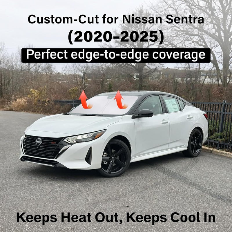 EcoNour Windshield Sun Shade Compatible for Nissan Sentra 2020–2025 | Sedan Front Window Sunshade | Foldable Sun Visor Cover | UV Protection & Heat Reduction - Image 2