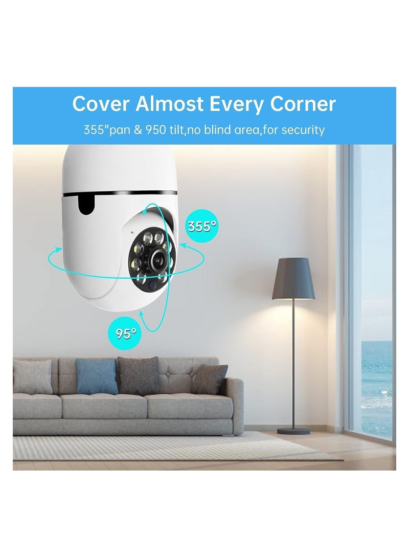 Generic 2Pcs Light Bulb Security Camera 2.4GHz & 5G WiFi Outdoor, 1080P E27 Light Socket Security Camera, Indoor 360° Home Security Cameras Full Color Day and Night Smart Motion Detection.  - Image 4